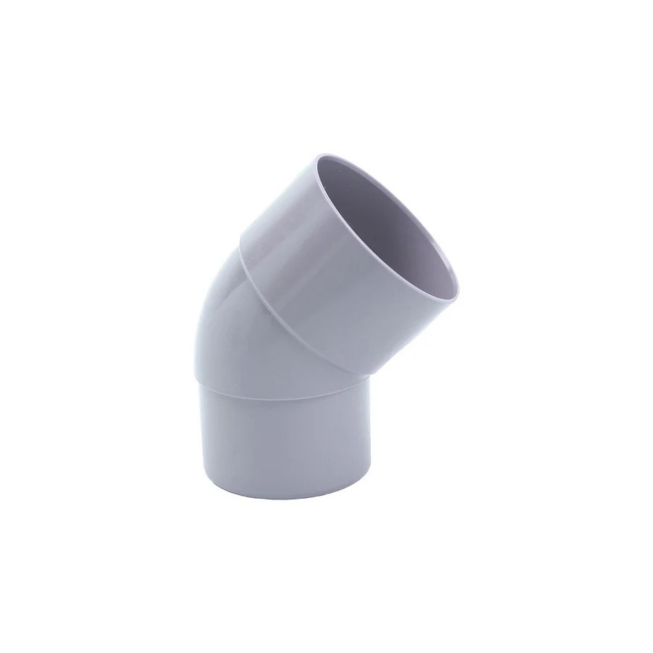 Bocht Pvc Grijs Ø100 mm 45° Lv/Vs Mof/Verjongde Spie
