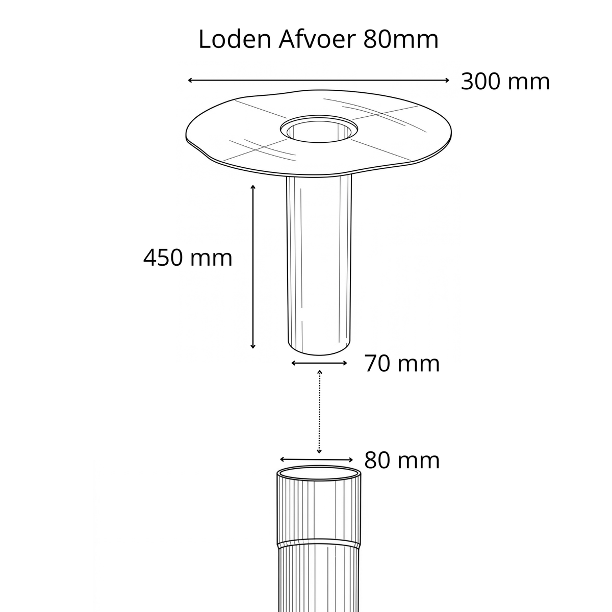 Loden Afvoer Mo 80mm lang