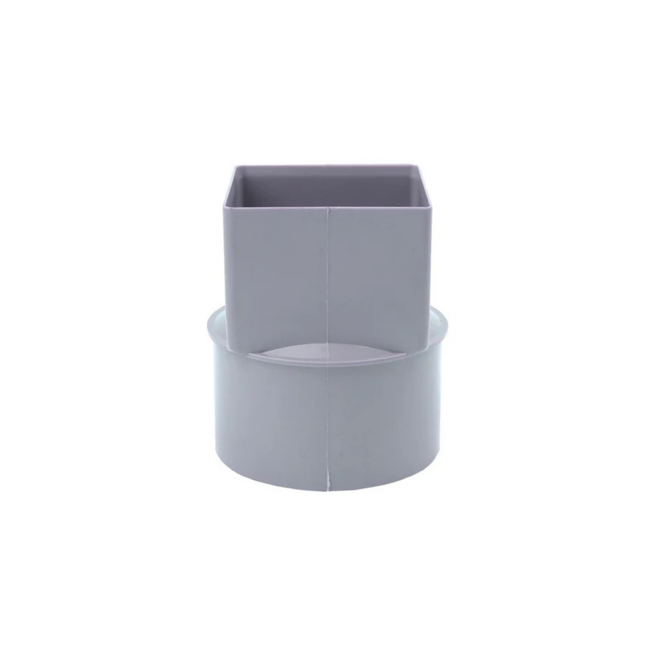 PVC Verloopstuks Vierkant 80 x 80 mm naar 110 mm Mof/verjonge Spie
