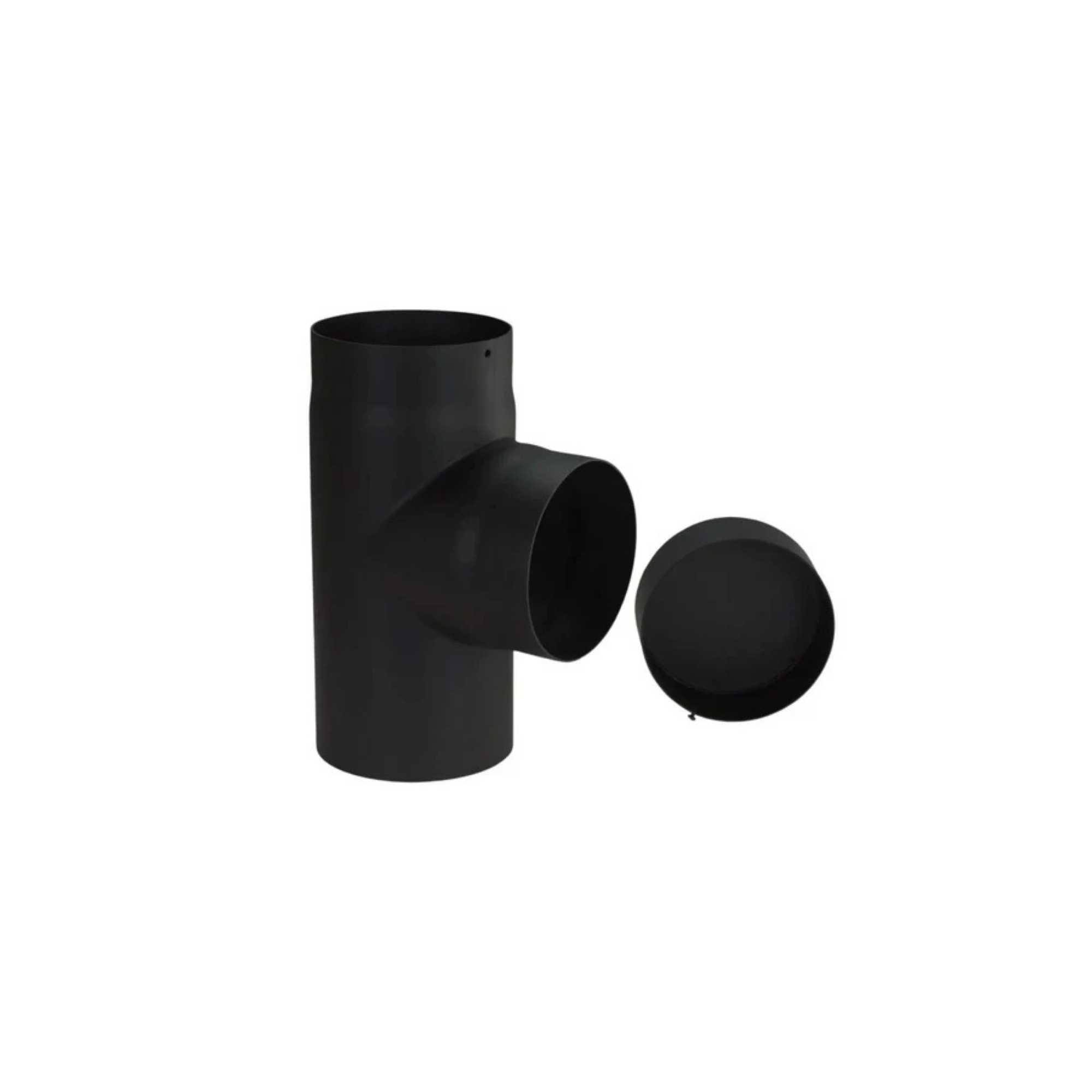T-Stuk + Dop Zwart Staal 2mm Ø130 mm