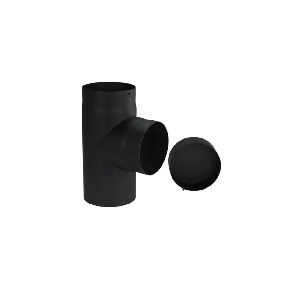 T-Stuk + Dop Zwart Staal 2mm Ø150 mm
