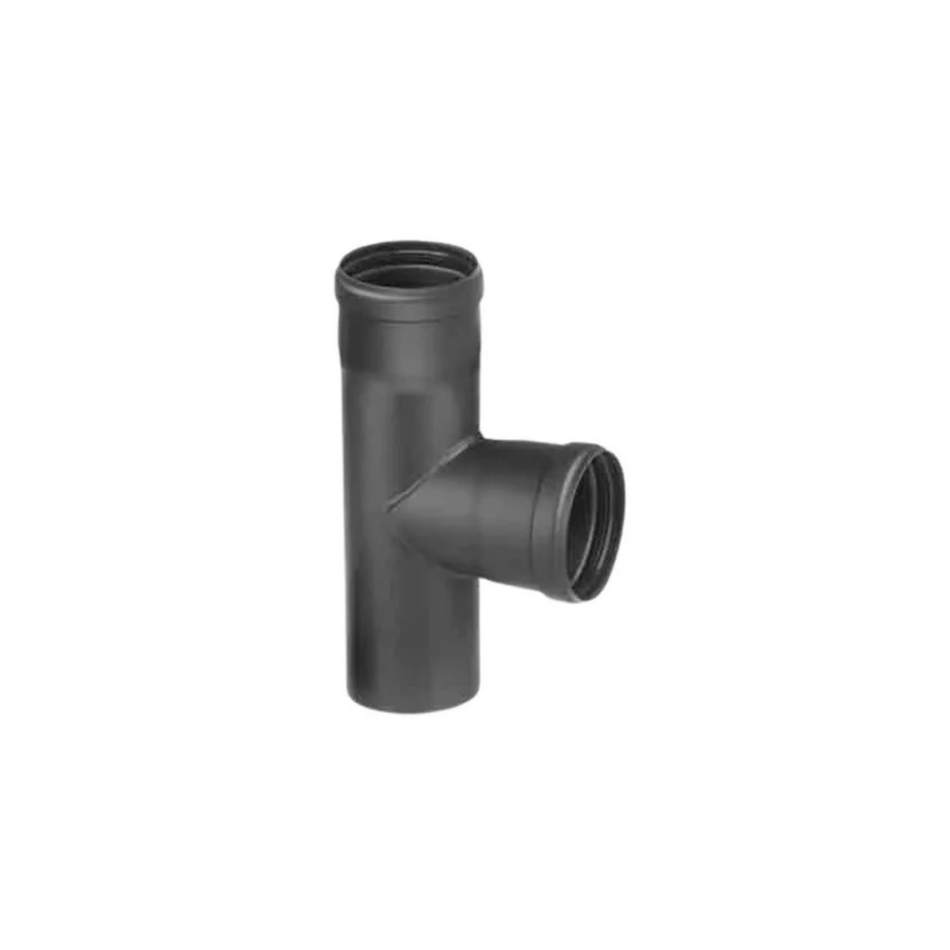 T-Stuk Vrouw-Vrouw Zwart Pellet Ø80 mm

