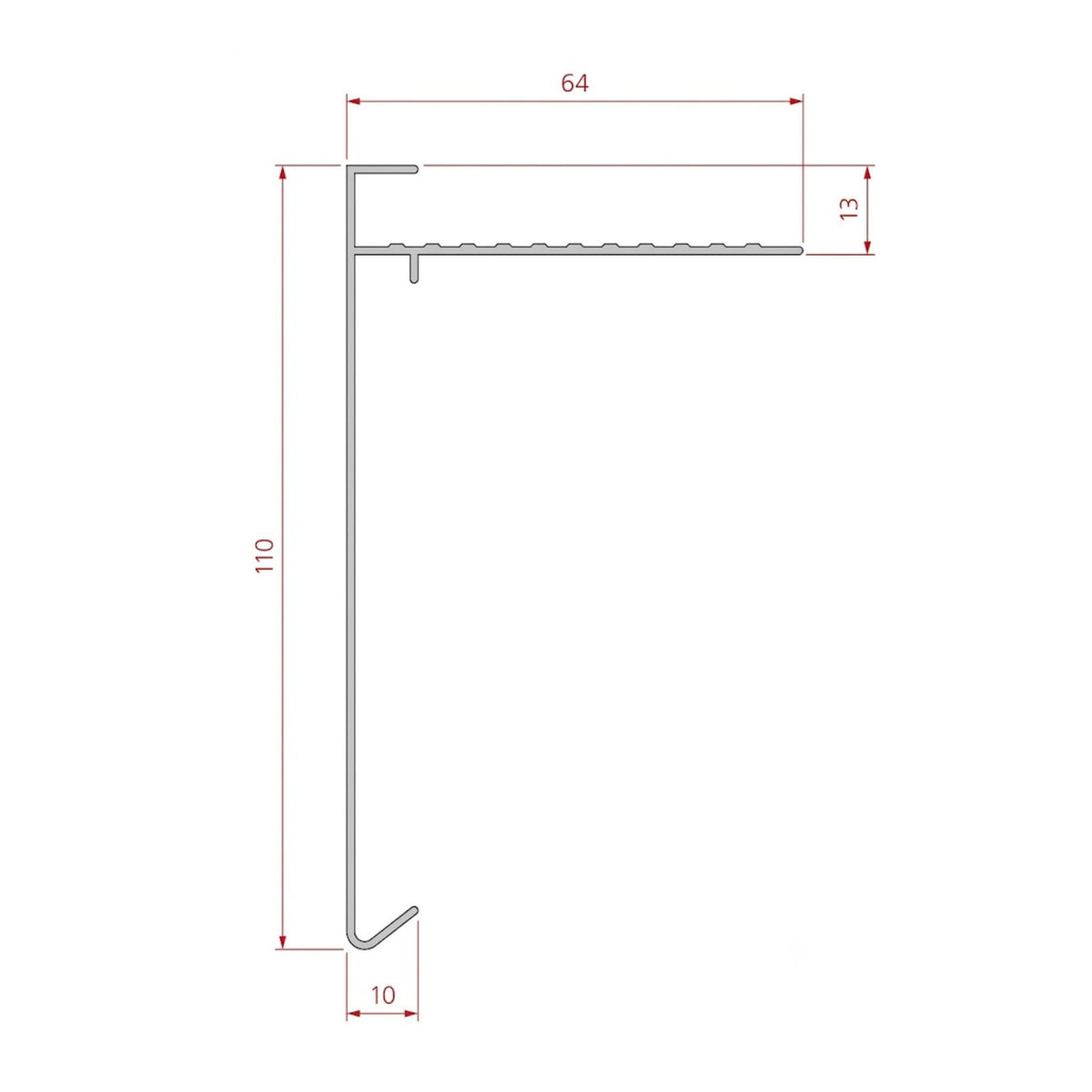 Daktrim Aluminium | 110X64 mm | Lengte a 2,5 meter