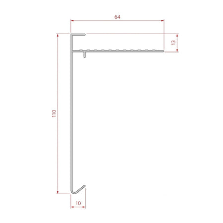 Daktrim Aluminium | 110X64 mm | Lengte a 2,5 meter